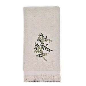 Avanti Fingertip Towels Greenwood Embroidered Ivory Bath Floral Set of 2